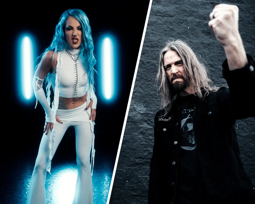 Alissa White Gluz with Dirk Verbeuren from Megadeth