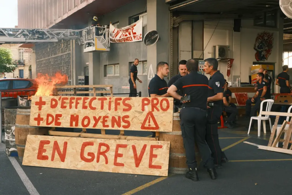 Pompiers en greve à Bordeaux